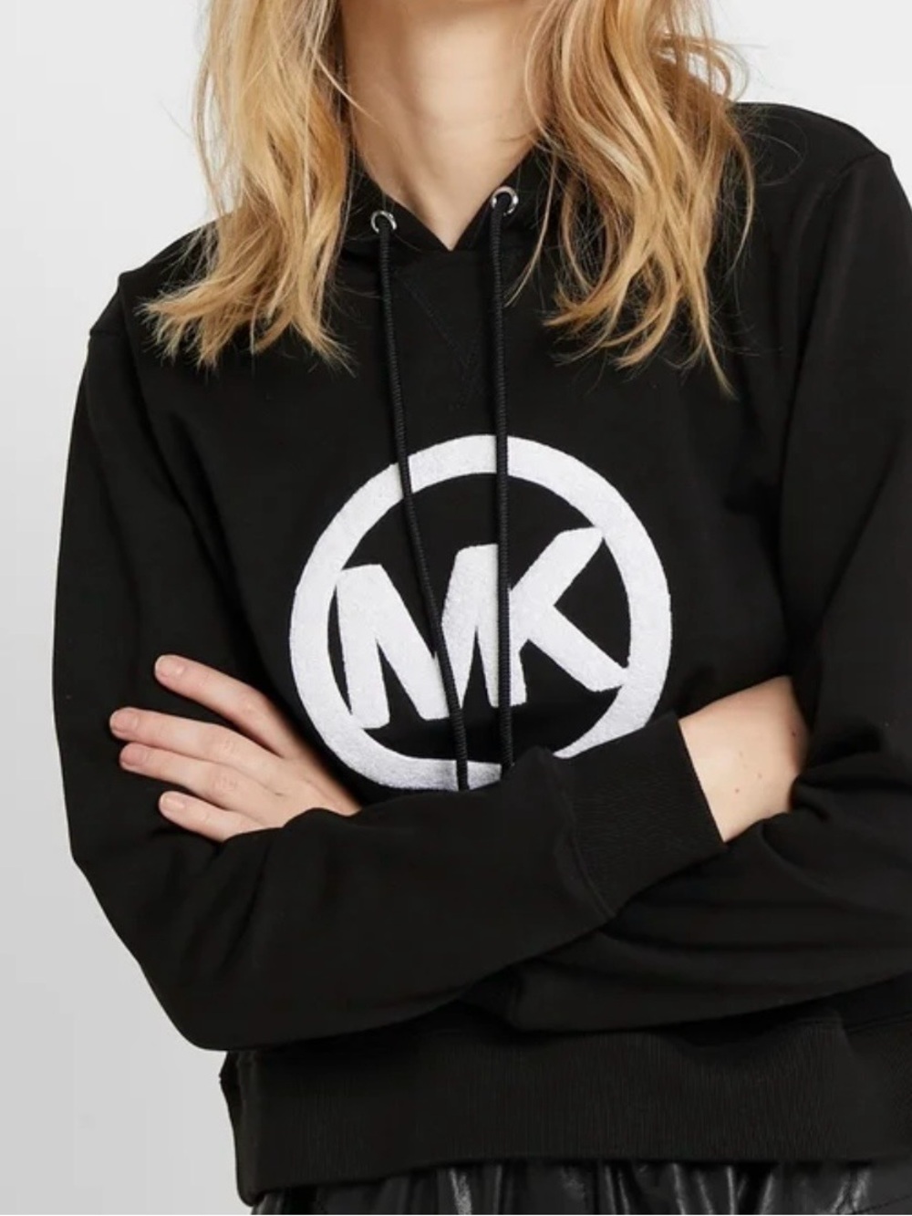 Michael Kors Black Pullover Hoodie with White MK Logo